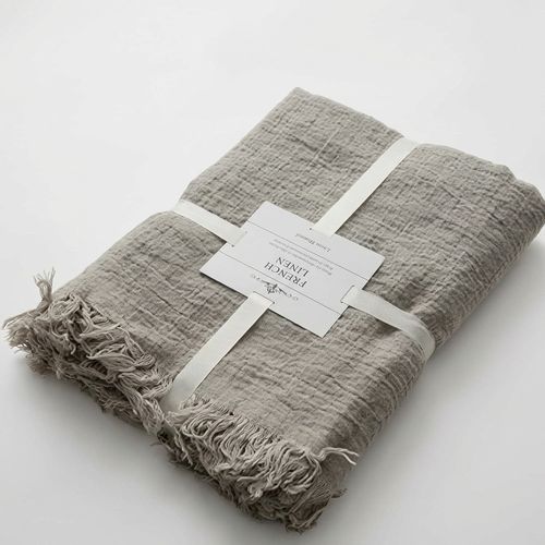 MINUPWELL 100% Pure Linen Blanket 79x63 inch