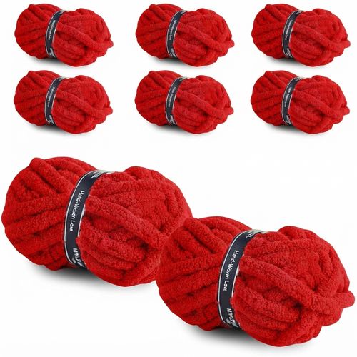 Jumbo Chenille Yarn, 8-Pack (Red)
