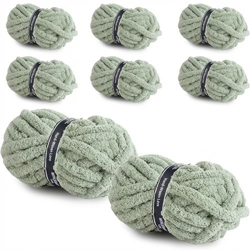 MINUPWELL Chunky Chenille Yarn 8-pack Sage Green